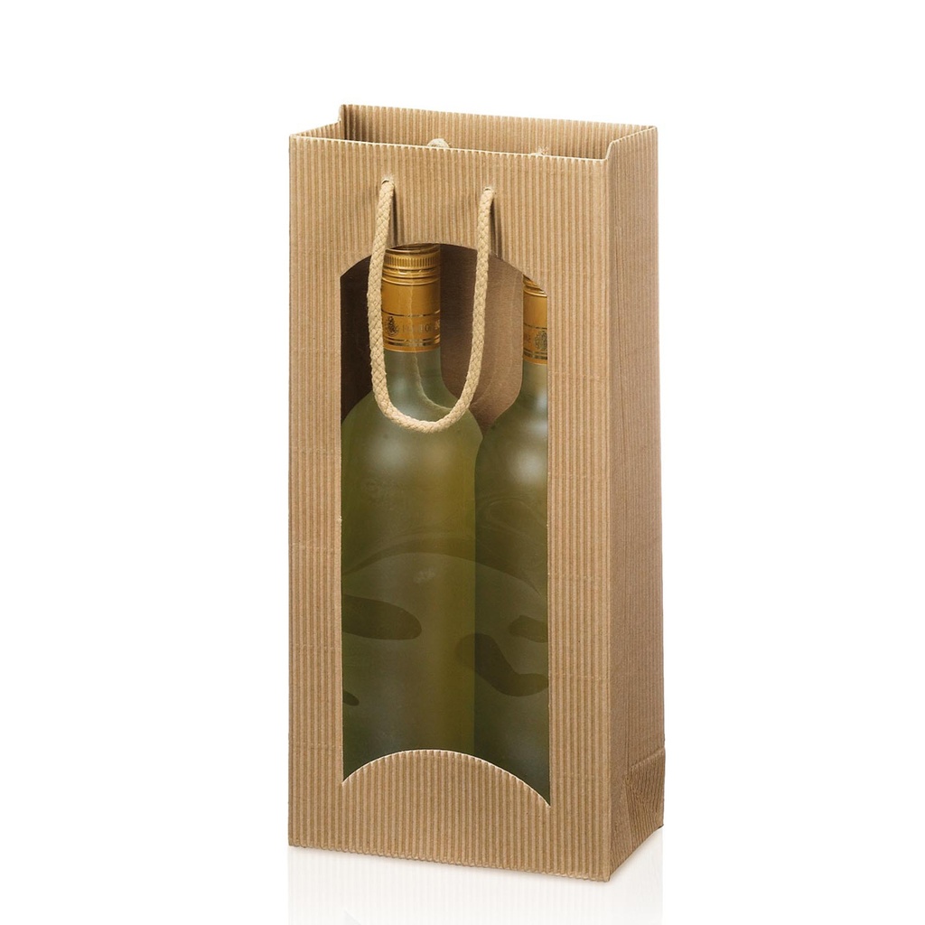2er Flaschentasche, Geschenktasche Natur