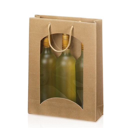 [80113] 3er Flaschentasche, Geschenktasche natur